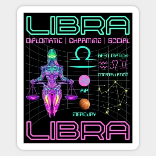 Libra Neon Cyberpunk Zodiac Art Sticker